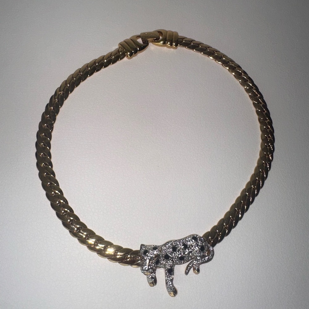 Gold Vintage Carolee Windsor Leopard Crystal Collar Necklace ✨ - Picture 9 of 9